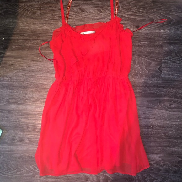 ZARA red dress with embellished straps and ruffle detail - Picture 5 of 10
